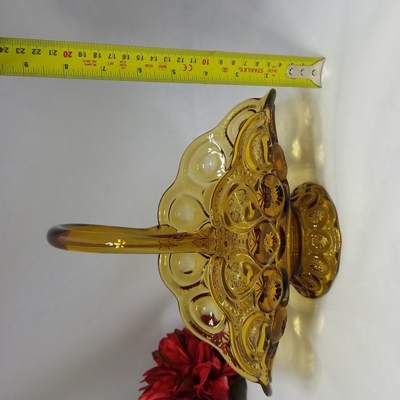 L.E. Smith Moon & Stars Amber Glass Basket - Picture 7 of 16